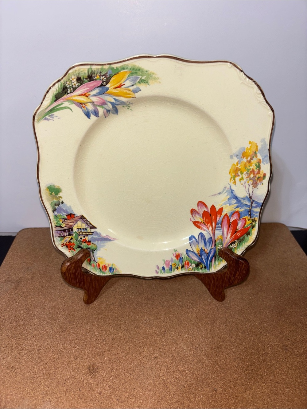 💐3/$15 Ivory Floral Decorative Dinner Plate Cream Plate Flower Accent 8.5